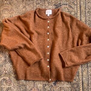 Cozy Rust Brown Button-Up Knit Cardigan